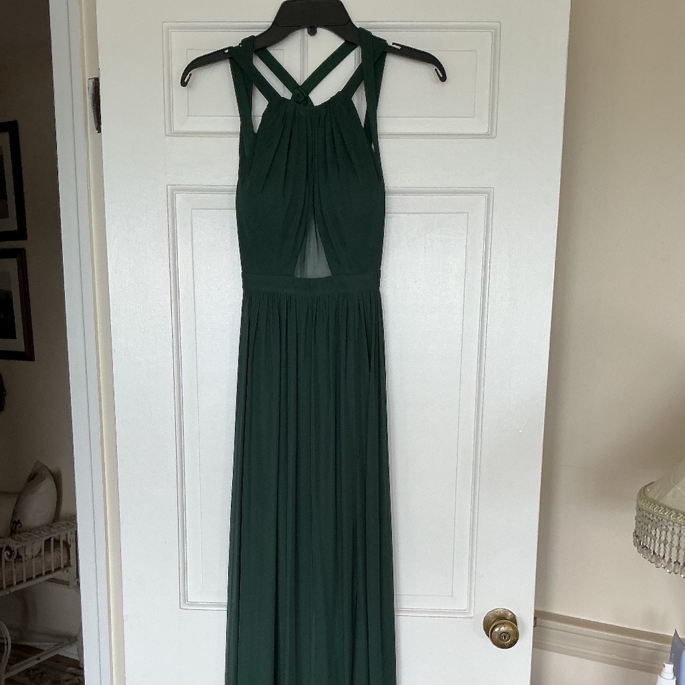 Green High Neck Low Back Gown